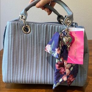 Betsey Johnson New Blue Satchel with Structured Design and Playful Accents